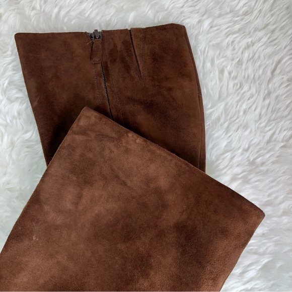 COLE HAAN NIKE WOMENS BROWN SUEDE WEDGE BOOT 9 - Picture 10 of 14